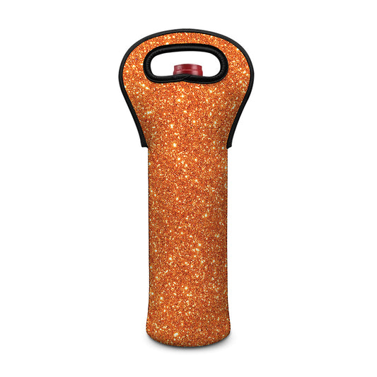 Orange (NOT Real) Glitter Print Single Neoprene Wine Tote