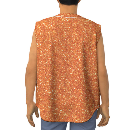 Orange (NOT Real) Glitter Print Sleeveless Baseball Jersey