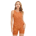 Orange (NOT Real) Glitter Print Sleeveless One Piece Swimsuit