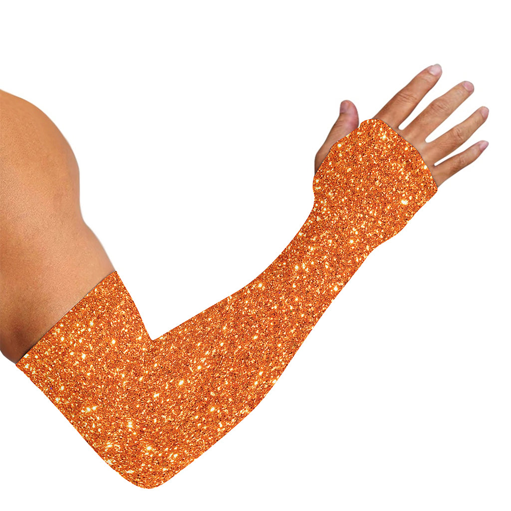 Orange (NOT Real) Glitter Print Sun Protection Arm Sleeves