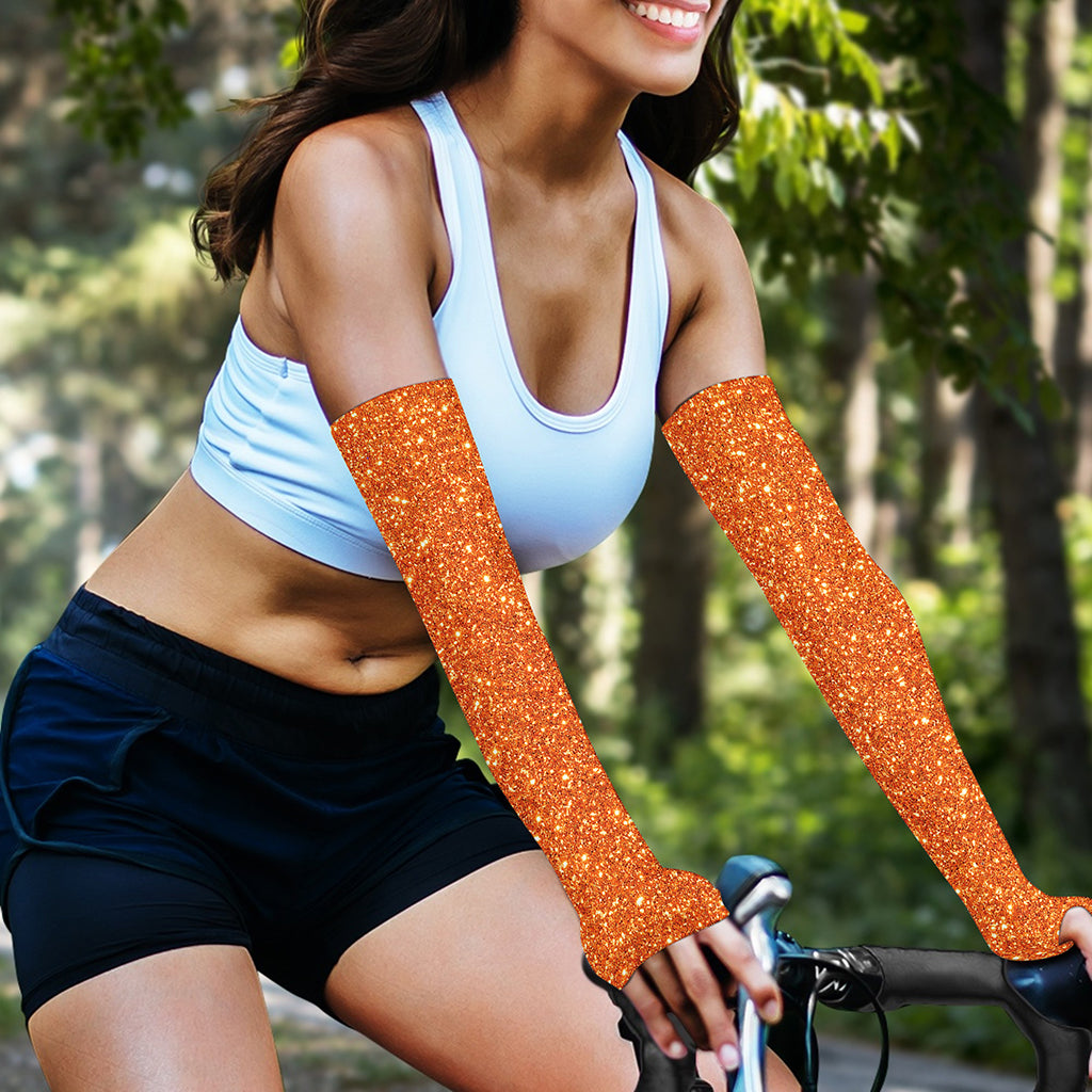 Orange (NOT Real) Glitter Print Sun Protection Arm Sleeves