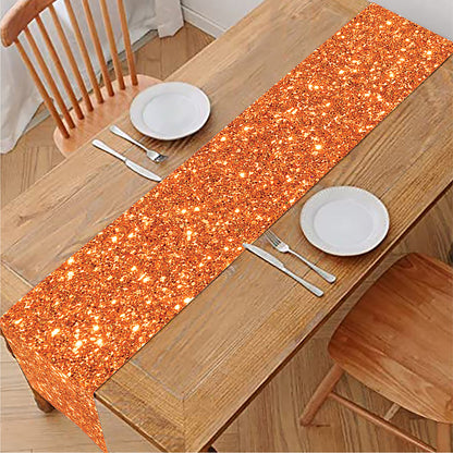 Orange (NOT Real) Glitter Print Table Runner