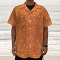 Orange (NOT Real) Glitter Print Textured Short Sleeve Shirt
