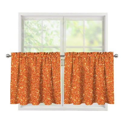 Orange (NOT Real) Glitter Print Tier Curtains