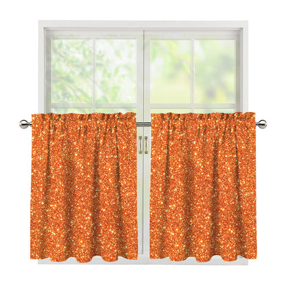 Orange (NOT Real) Glitter Print Tier Curtains