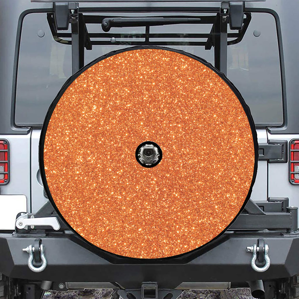 Orange (NOT Real) Glitter Print Tire Cover With Camera Hole