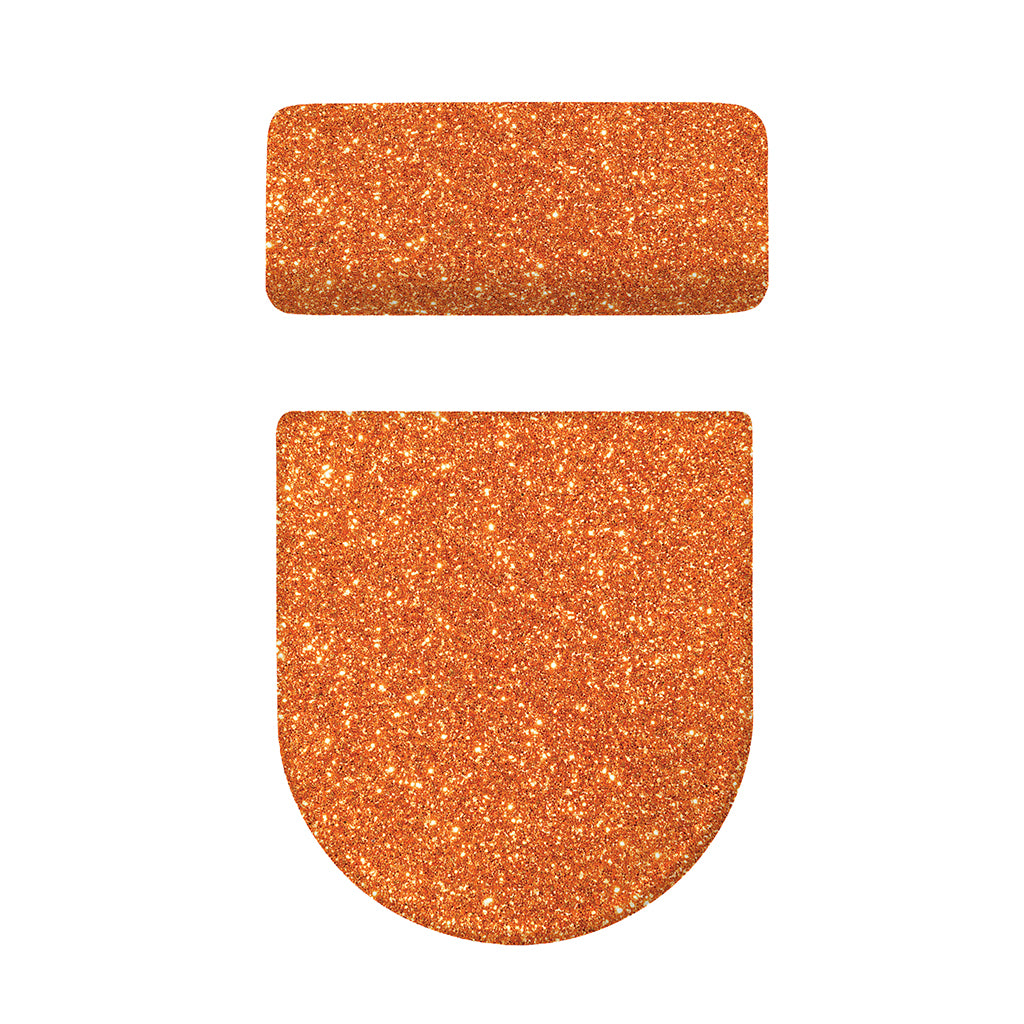 Orange (NOT Real) Glitter Print Toilet Lid And Tank Cover Set