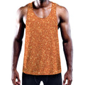Orange (NOT Real) Glitter Print Men's Workout Tank Top