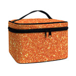 Orange (NOT Real) Glitter Print Travel Makeup Bag