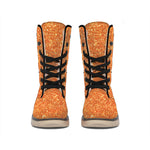 Orange (NOT Real) Glitter Print Winter Boots