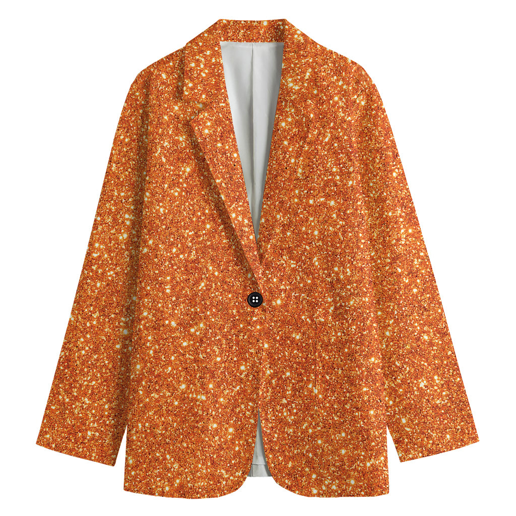 Orange (NOT Real) Glitter Print Women's Blazer