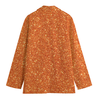 Orange (NOT Real) Glitter Print Women's Blazer