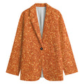 Orange (NOT Real) Glitter Print Women's Cotton Blazer