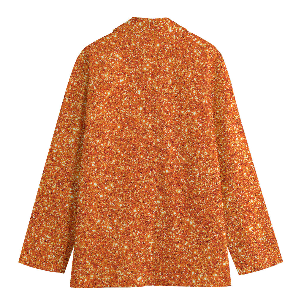 Orange (NOT Real) Glitter Print Women's Cotton Blazer