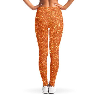 Orange (NOT Real) Glitter Print Women's Leggings