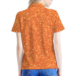 Orange (NOT Real) Glitter Print Women's Polo Shirt