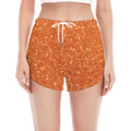 Orange (NOT Real) Glitter Print Women's Split Running Shorts