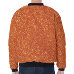 Orange (NOT Real) Glitter Print Zip Sleeve Bomber Jacket