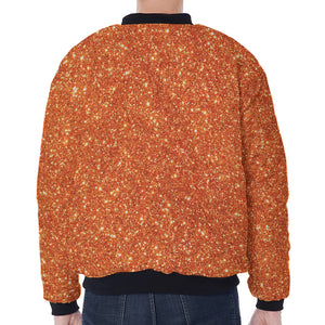 Orange (NOT Real) Glitter Print Zip Sleeve Bomber Jacket