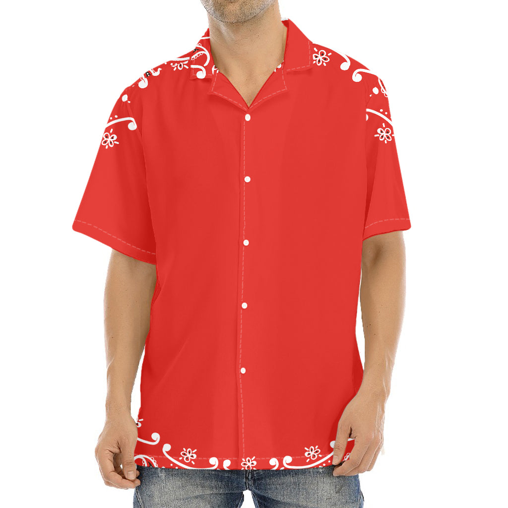 Orange Paisley Bandana Print Aloha Shirt