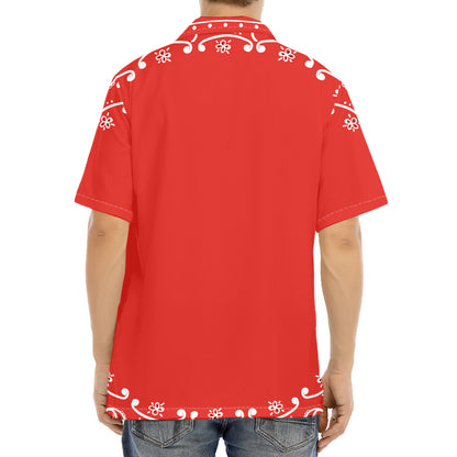 Orange Paisley Bandana Print Aloha Shirt