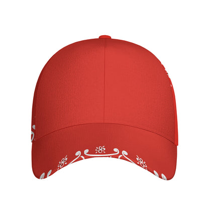 Orange Paisley Bandana Print Baseball Cap