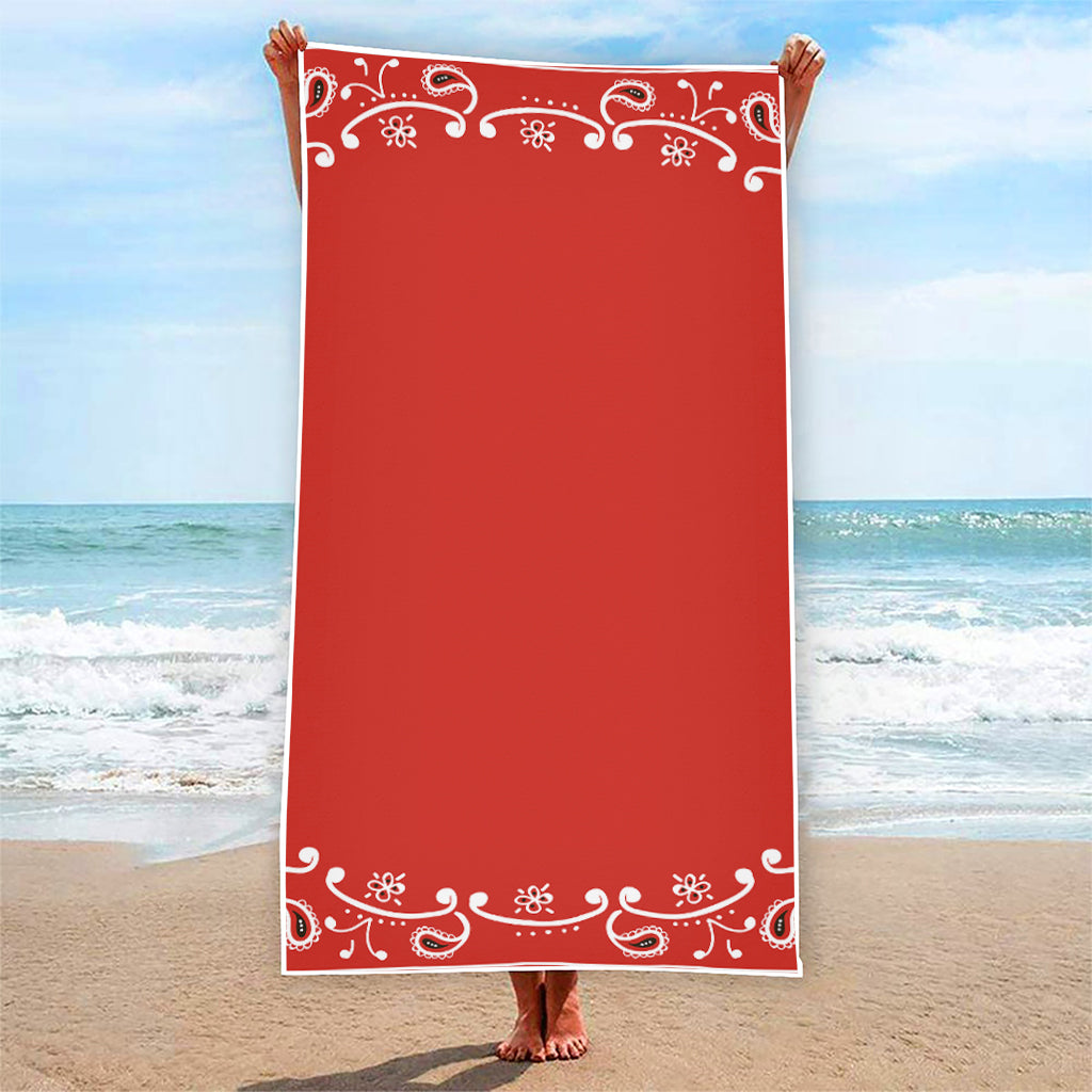 Orange Paisley Bandana Print Beach Towel