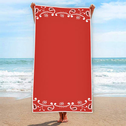 Orange Paisley Bandana Print Beach Towel