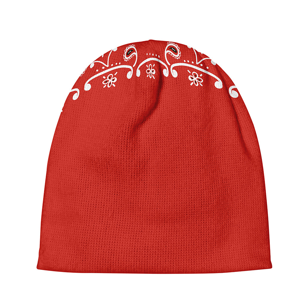 Orange Paisley Bandana Print Beanie