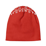 Orange Paisley Bandana Print Beanie