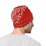 Orange Paisley Bandana Print Beanie