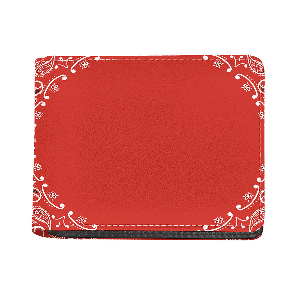Orange Paisley Bandana Print Bifold Wallet