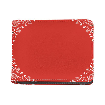 Orange Paisley Bandana Print Bifold Wallet