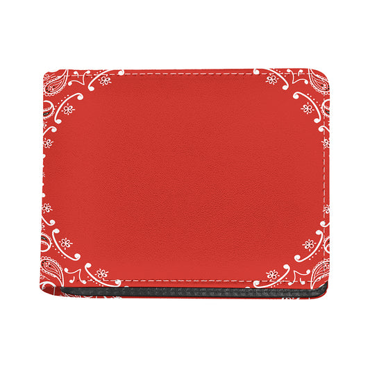 Orange Paisley Bandana Print Bifold Wallet