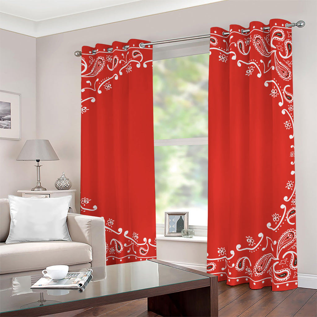 Orange Paisley Bandana Print Blackout Grommet Curtains