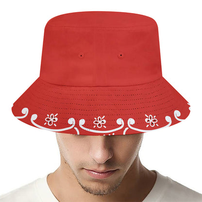 Orange Paisley Bandana Print Bucket Hat