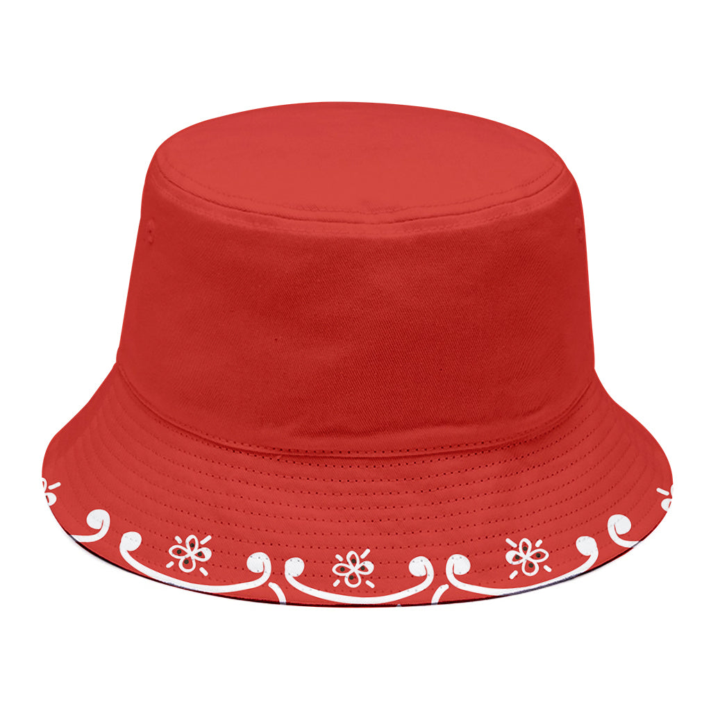 Orange Paisley Bandana Print Bucket Hat