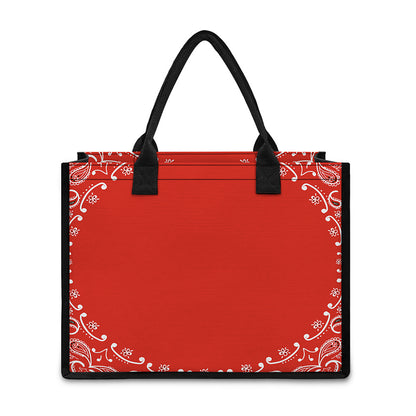 Orange Paisley Bandana Print Canvas Tote Bag