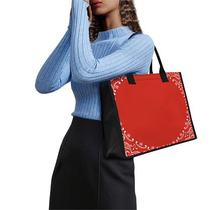Orange Paisley Bandana Print Canvas Tote Bag