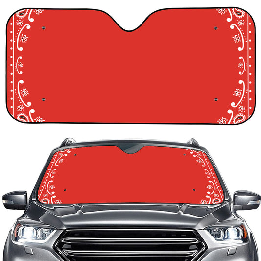 Orange Paisley Bandana Print Car Windshield Sun Shade