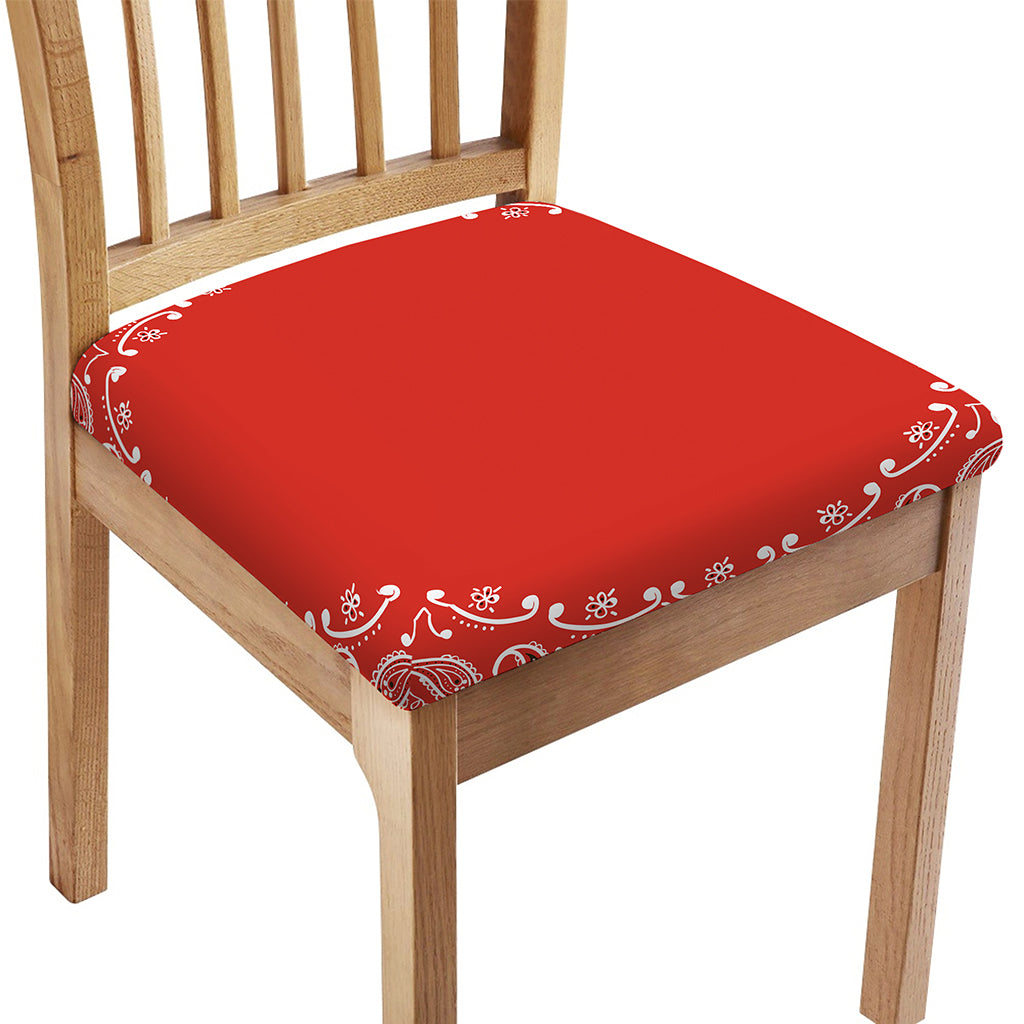 Orange Paisley Bandana Print Chair Cushion Cover