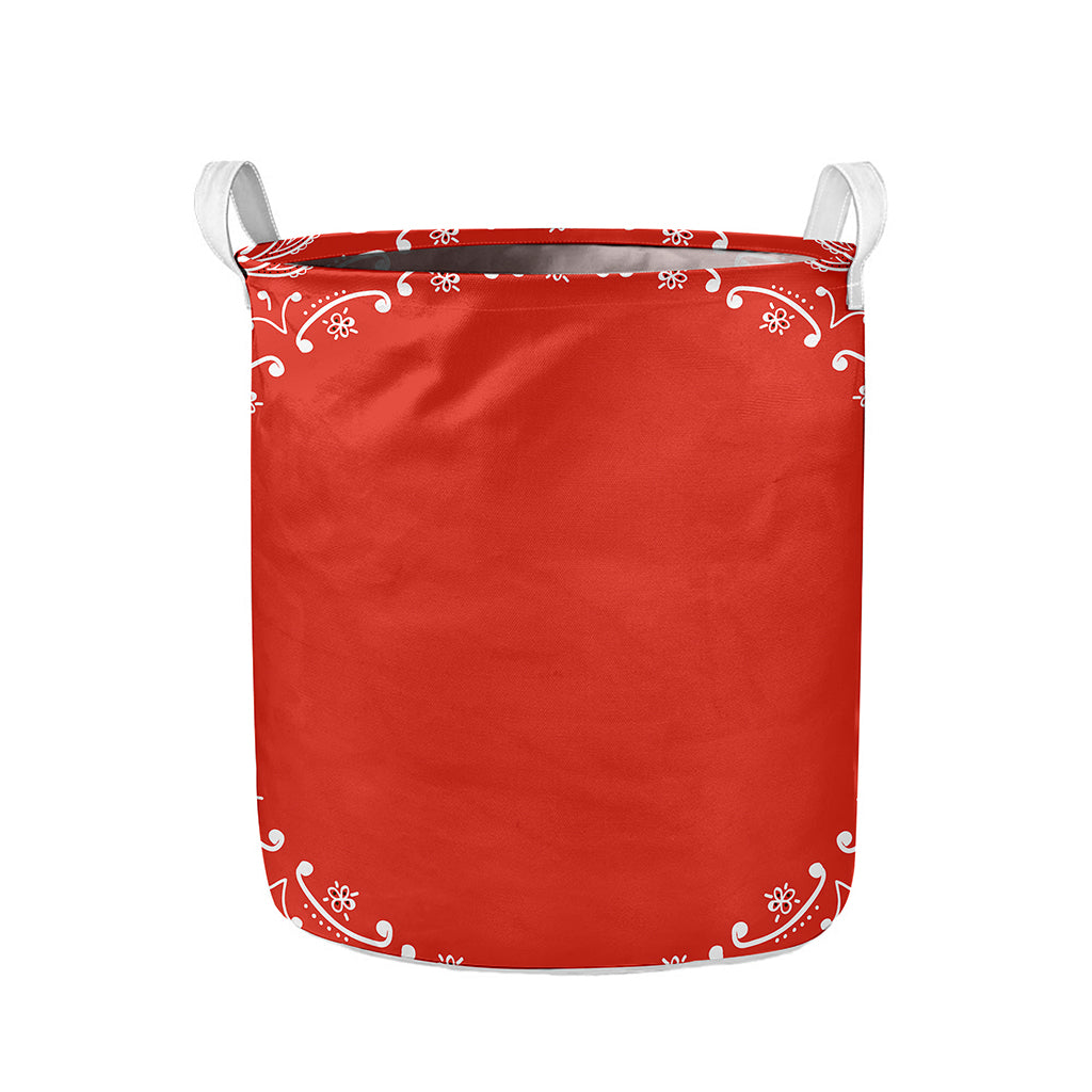 Orange Paisley Bandana Print Collapsible Laundry Basket