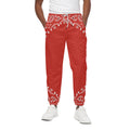 Orange Paisley Bandana Print Cotton Sweatpants
