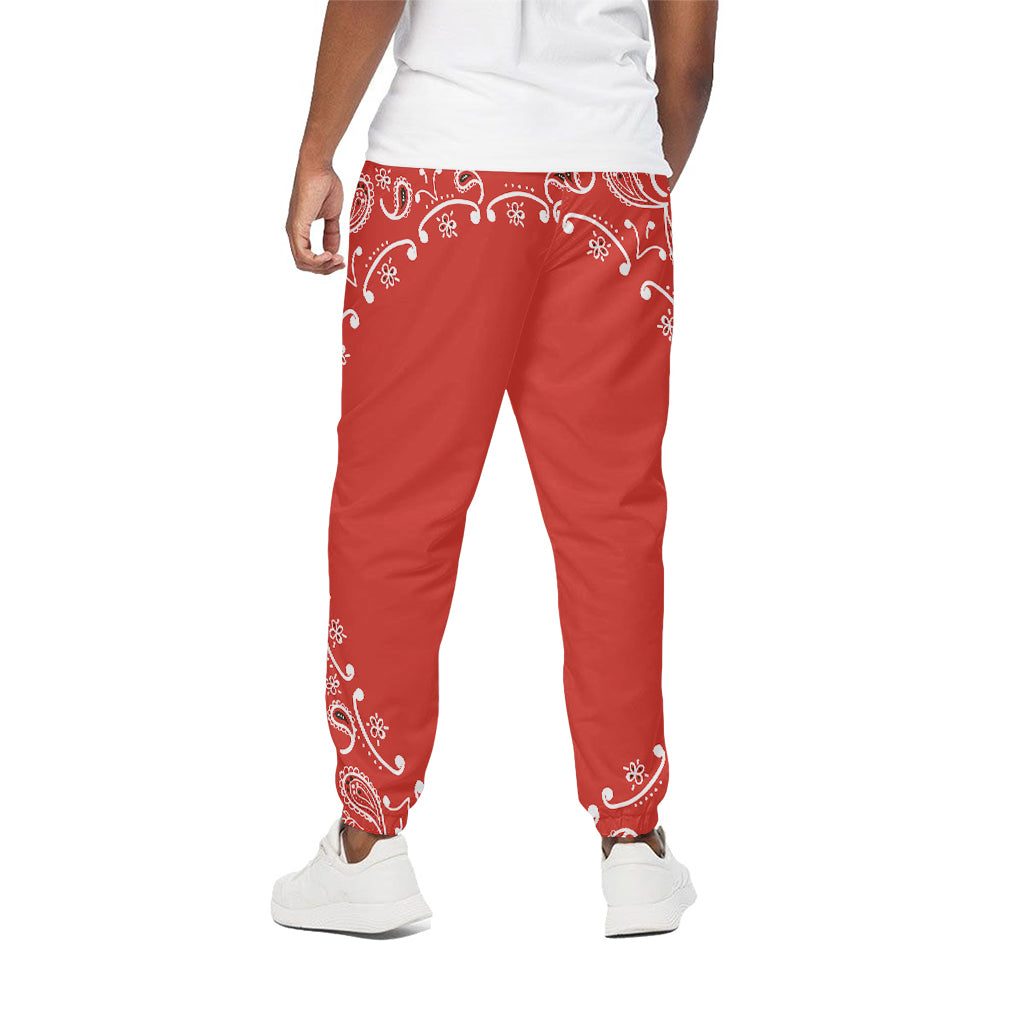 Orange Paisley Bandana Print Cotton Pants