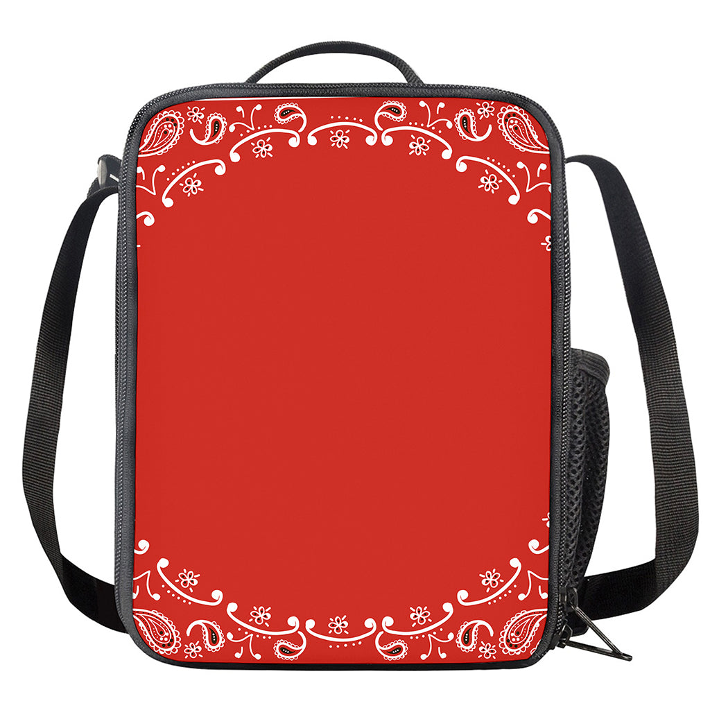 Orange Paisley Bandana Print Crossbody Lunch Bag
