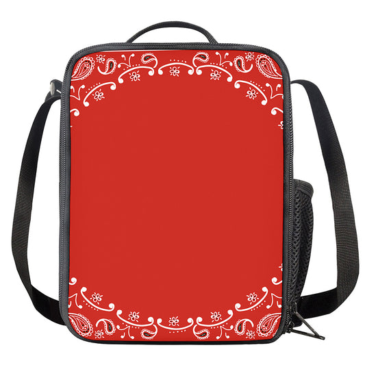 Orange Paisley Bandana Print Crossbody Lunch Bag