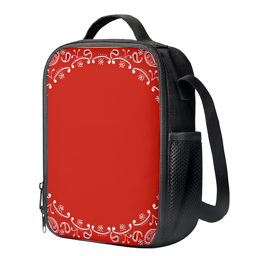 Orange Paisley Bandana Print Crossbody Lunch Bag