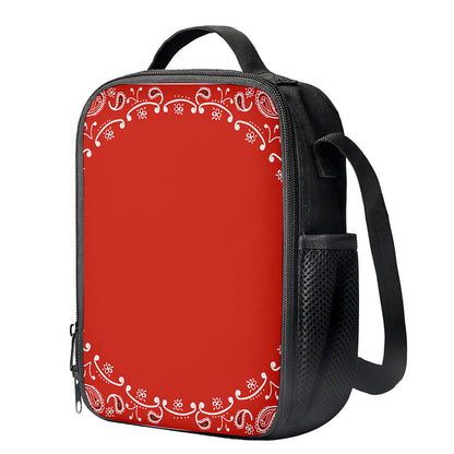 Orange Paisley Bandana Print Crossbody Lunch Bag