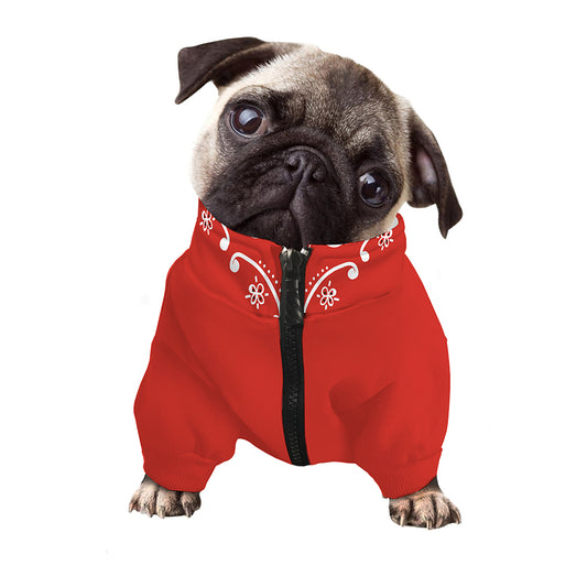 Orange Paisley Bandana Print Dog Zip Up Jacket
