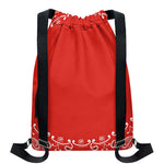 Orange Paisley Bandana Print Drawstring Backpack
